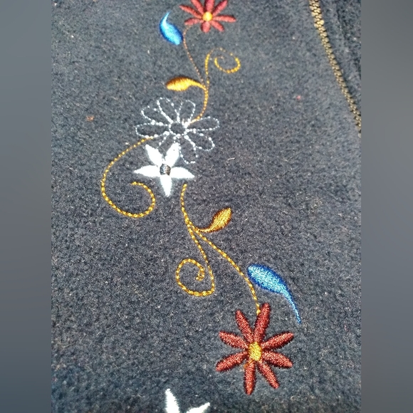 Retro Penningtons Navy Blue Shacket, Size 5X, Zipper Closure, Flower Emb… - Picture 8 of 13